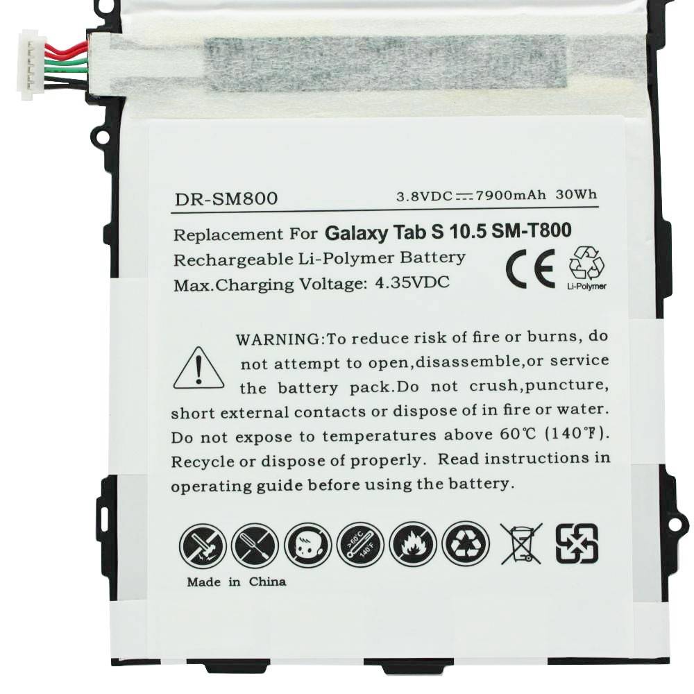 Batteria replica adatta per SAMSUNG Galaxy Tab S 10.5, SM-T800, SM-T805 con 3,8 volt e 7900 mAh 30,02 Wh-3