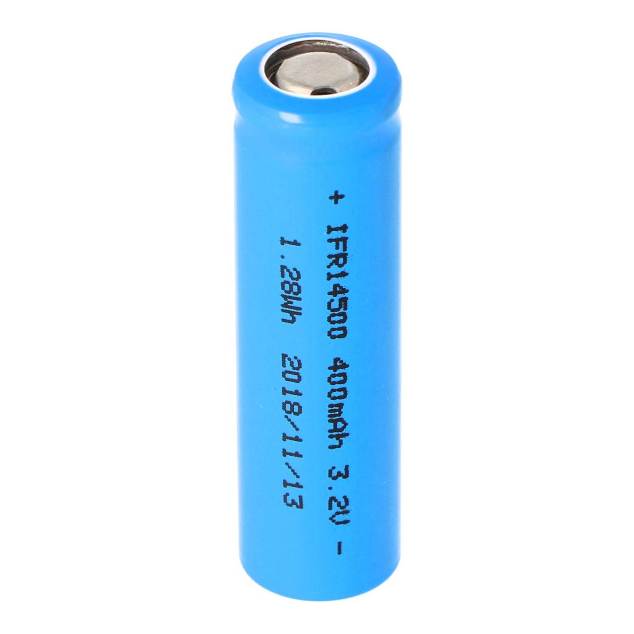 IFR14500 - Batteria 400mAh AA LiFePo4 3.2V con flat top (senza testa) polo positivo piatto, dimensioni 49.8x14.2mm-0