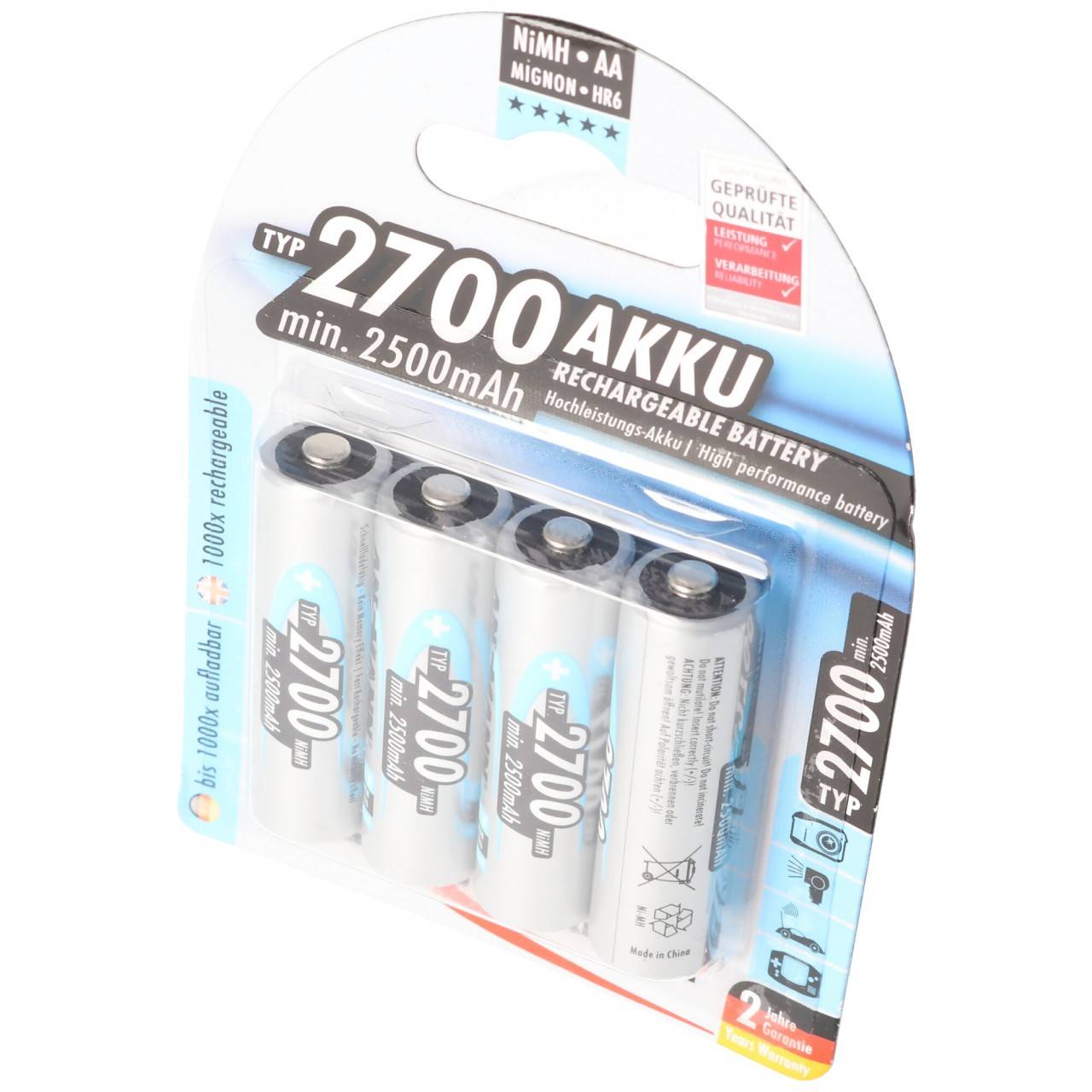 Batteria fotografica Ansmann NiMH 1.2V AA 2700mAh 4 pezzi con AccuSafe-2