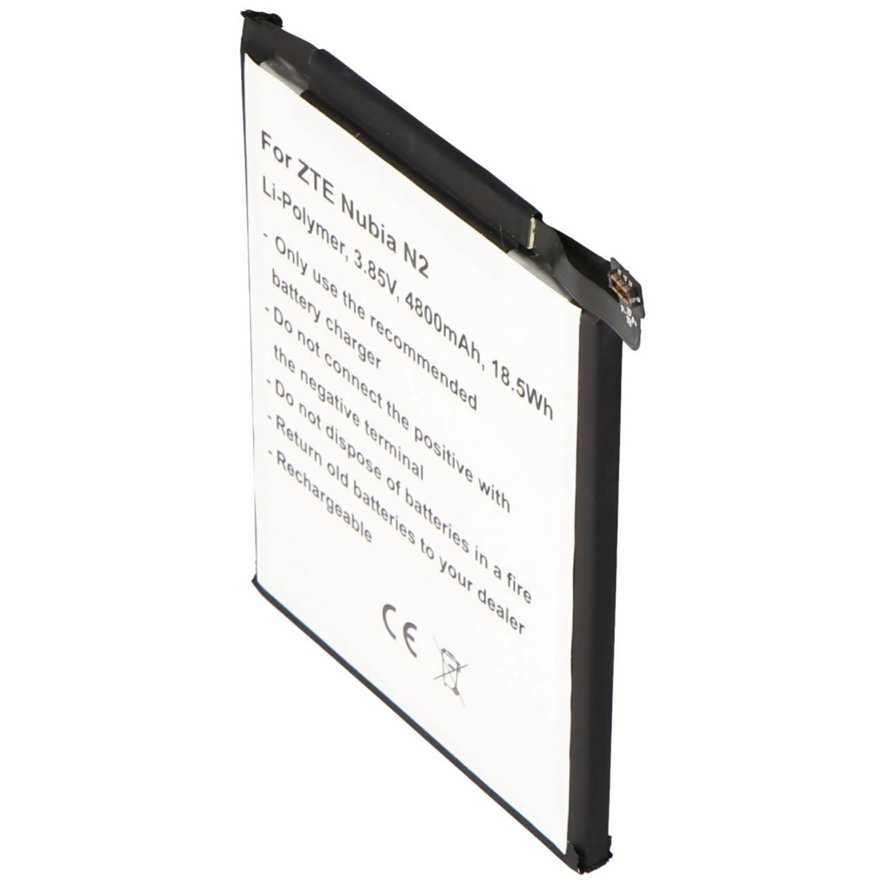 Batteria adatta per ZTE Nubia N2, Li-Polymer, 3.85V, 4800mAh, 18.5Wh, integrata, senza attrezzi