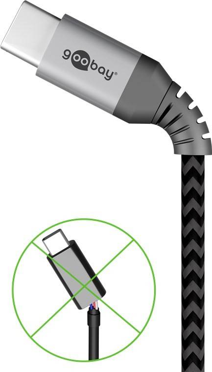Cavo tessile da USB-C a USB-C con spinotti in metallo, cavo di collegamento extra robusto per dispositivi con...-1