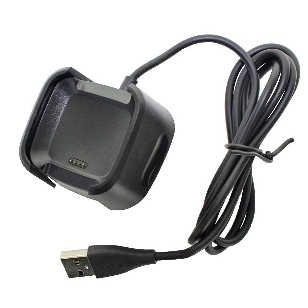 Caricabatterie adatto per Fitbit Versa nero con cavo USB da 1 metro, cavo di ricarica per Fitbit Versa-3