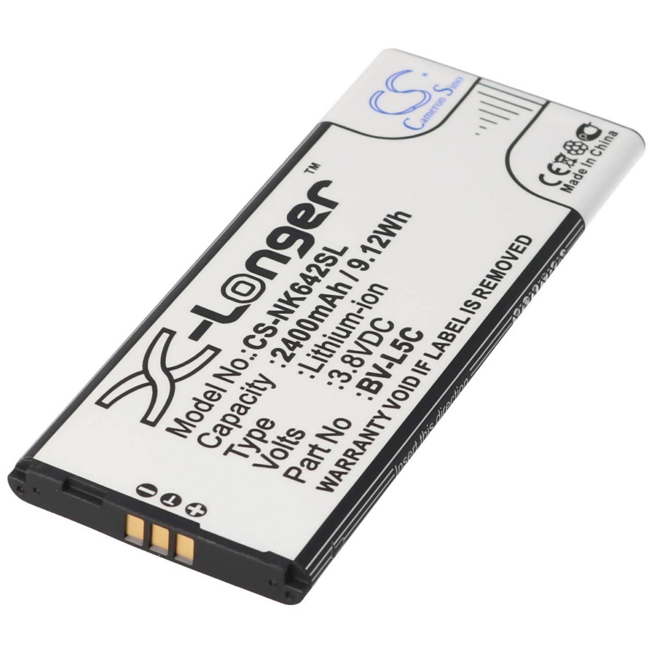 Batteria adatta per Microsoft Nokia Lumia 640 Dual SIM, Li-Ion, 3.8V, 2400mAh, 9.1Wh