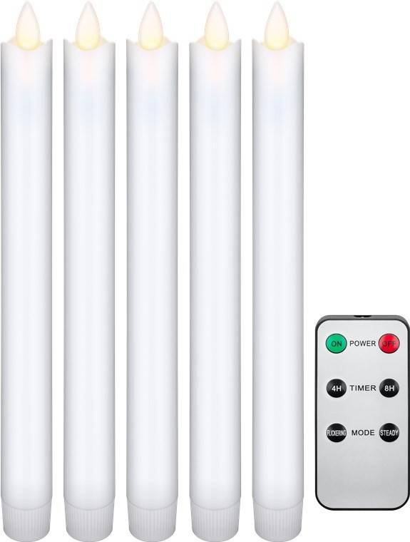 Set di 5 candele a LED bianche in vera cera con telecomando, la soluzione di illuminazione bella e sicura per casa,...-0