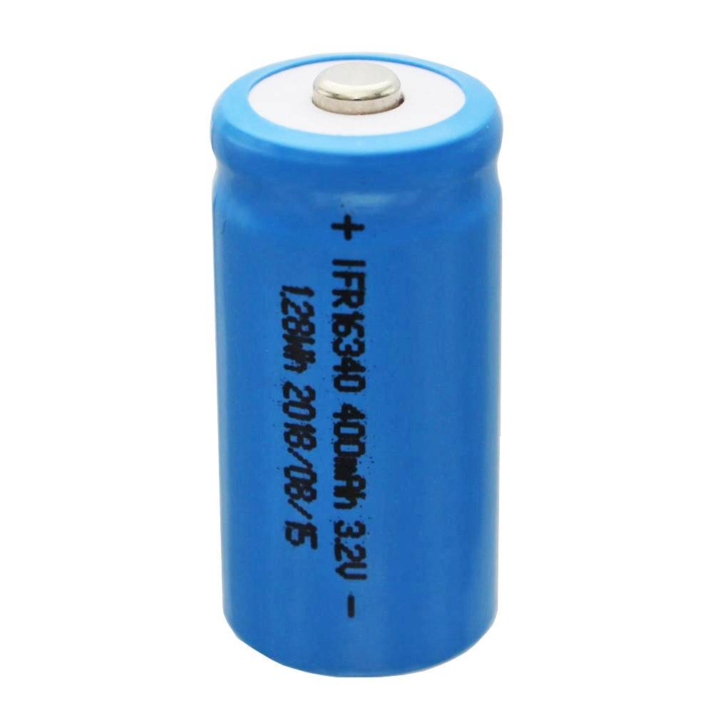 IFR 16340 - 400mAh 3.2V LiFePo4 batteria pulsante superiore non protetto, 16.55x34.6mm-0