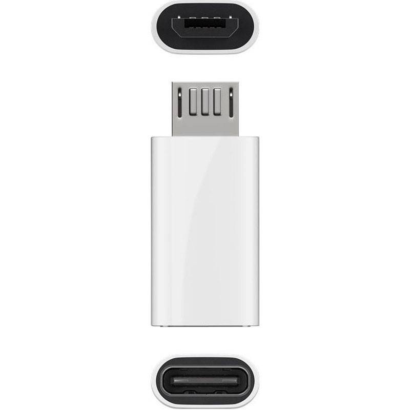 Adattatore da USB 2.0 Micro-B a USB-C bianco, per il collegamento di un dispositivo Micro-USB con un cavo USB-C-0
