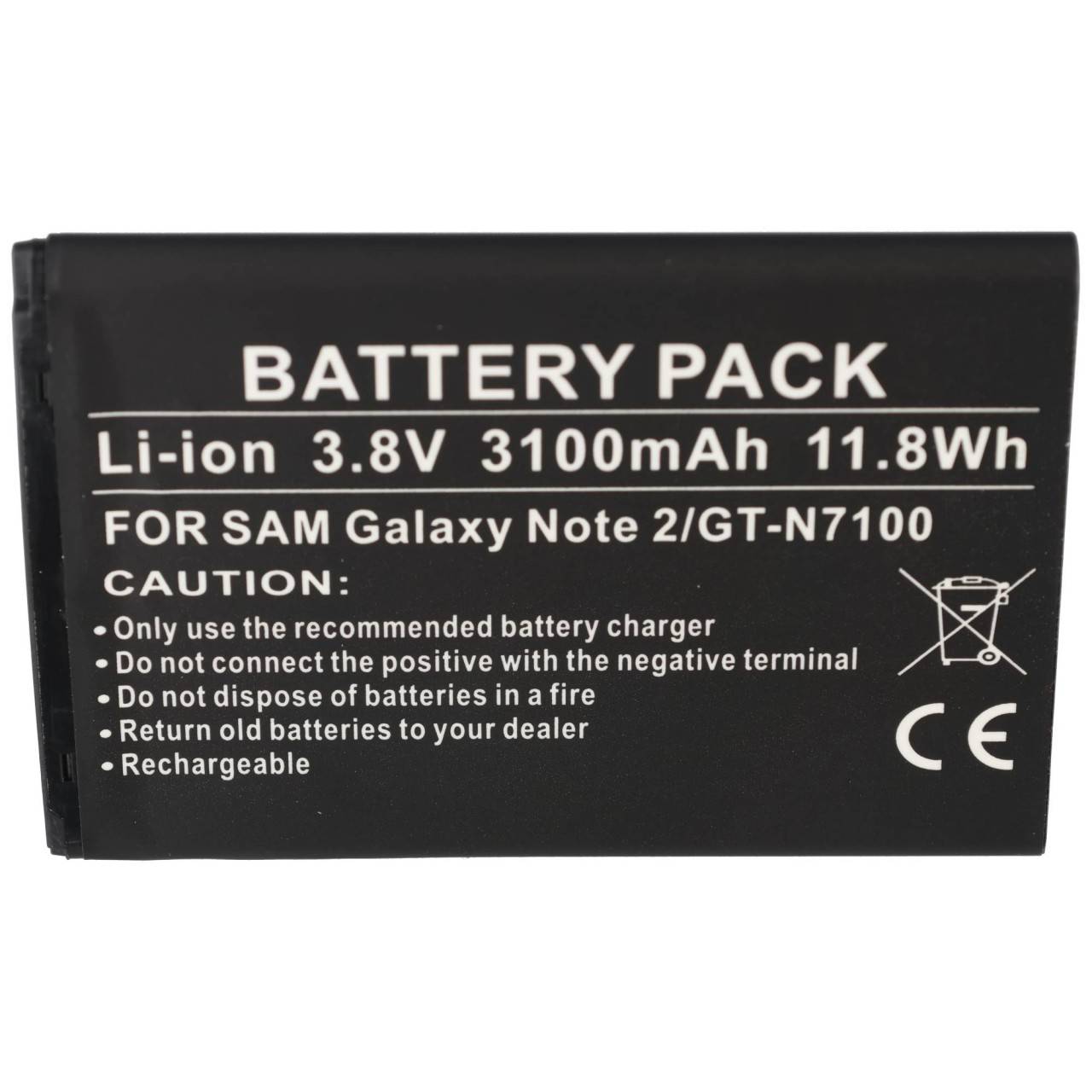 AccuCell batteria adatta per Samsung Galaxy Note II, Samsung Galaxy Note 2, Samsung GT-N7100, EB595675LU-1