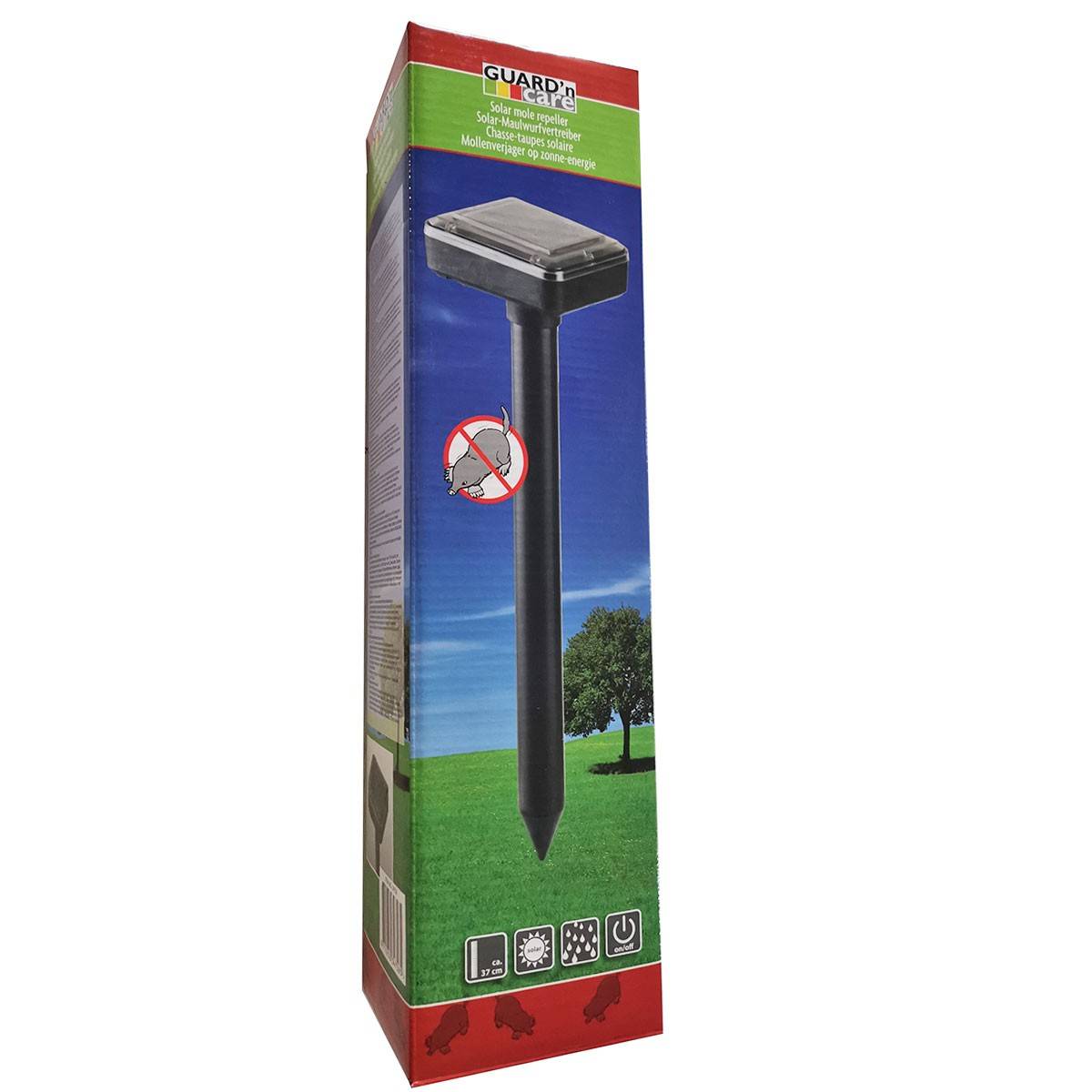 Dissuasore per talpe solare, repellente per talpe con tecnologia solare e batteria NiMH, altezza circa 37 cm-0