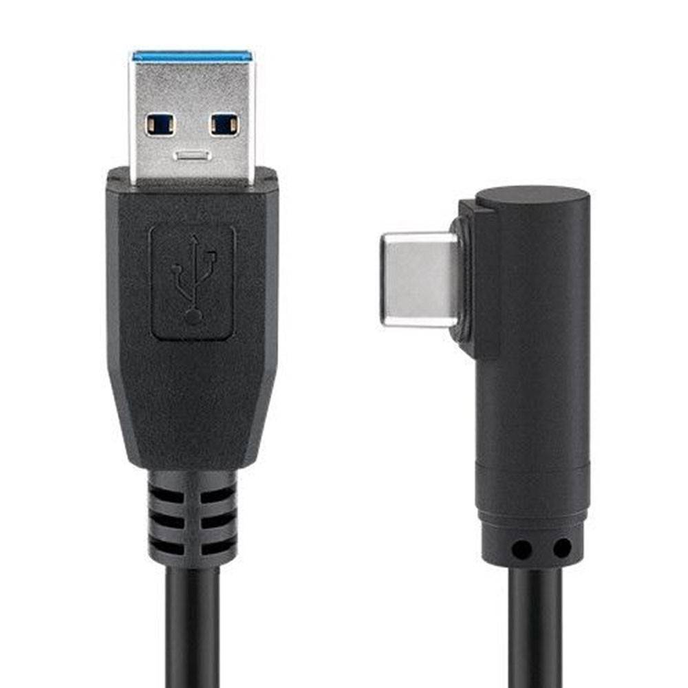 Cavo da USB-C maschio a USB A 3.0 con maschio a 90 gradi, nero, per una ricarica e una sincronizzazione super veloci...-0