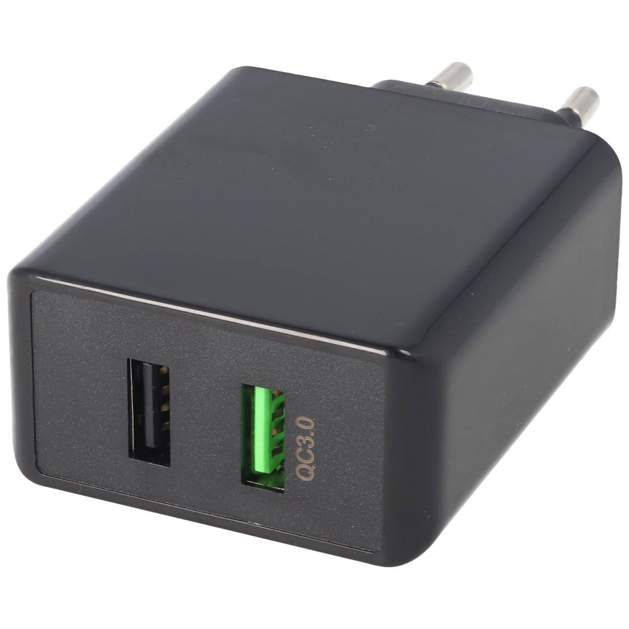 Caricabatterie rapido USB doppio USB QC3.0 28W nero, carica fino a 4 volte più veloce rispetto ai caricatori standard-2