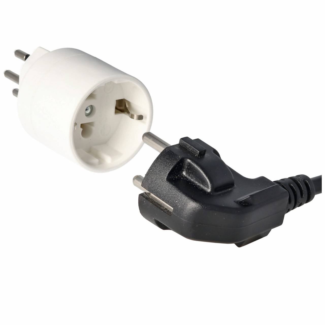 Adattatore Svizzera bianco da attacco Schuko a spina svizzera 230 volt con filo di terra e 10A-2