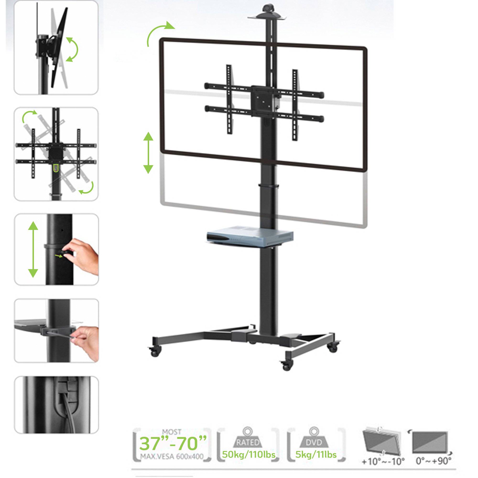 Supporto da Pavimento con Mensola TV/LED/LCD 37''-70'' Nero-6