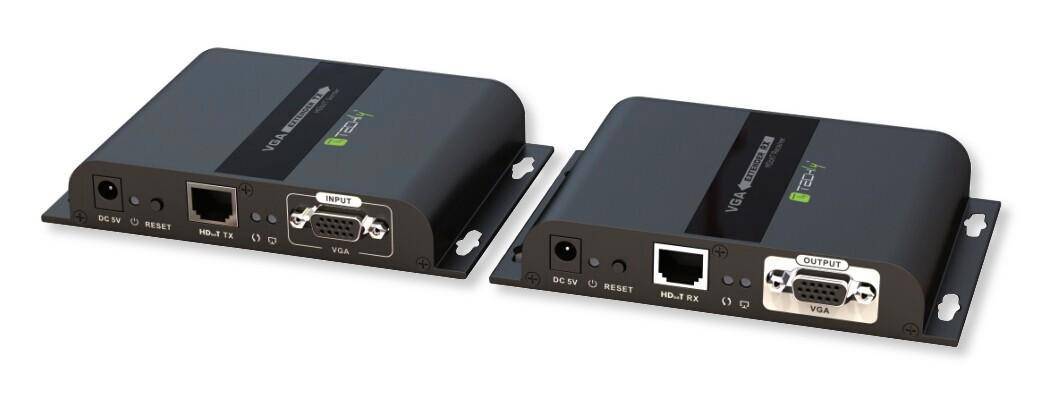TECHLY Extender VGA HDbitT con Audio su Cavo Cat.6 fino a 120m Nero-2