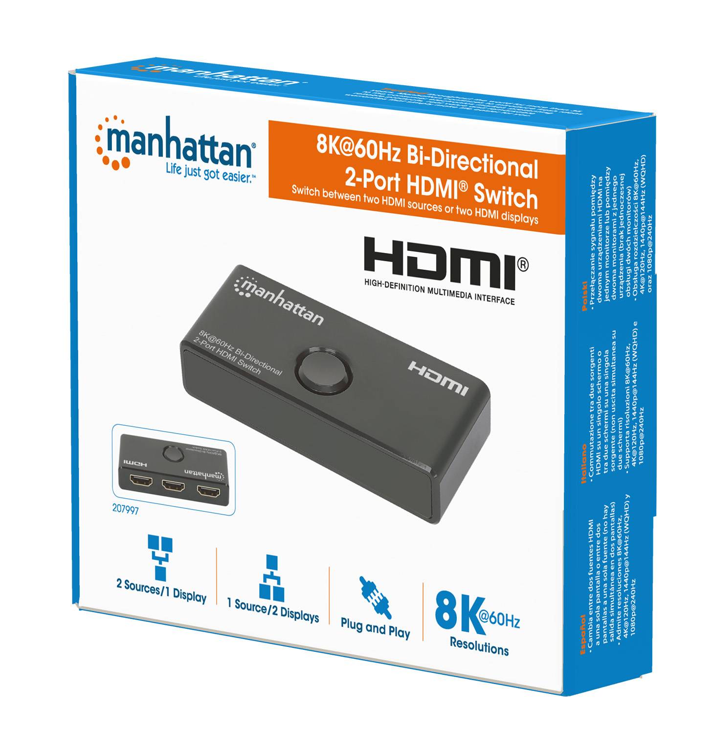 Switch HDMI 2 Porte 8K@60Hz Bidirezionale-1