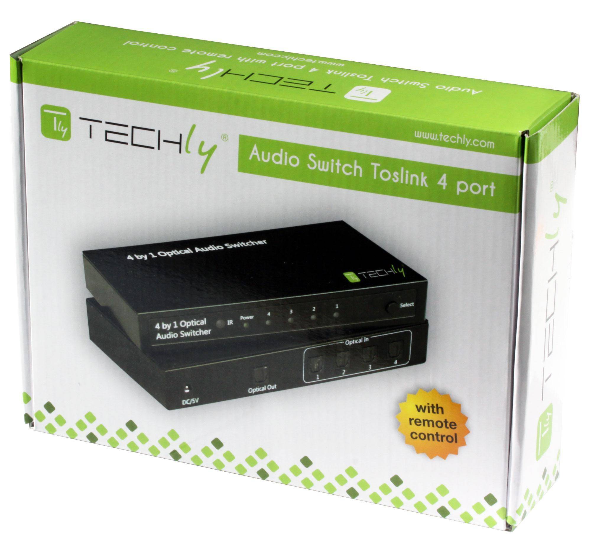 Techly Switch Audio Toslink 4 Porte con Telecomando IR IDATA TOS-SW4 IDATA TOS-SW4-7