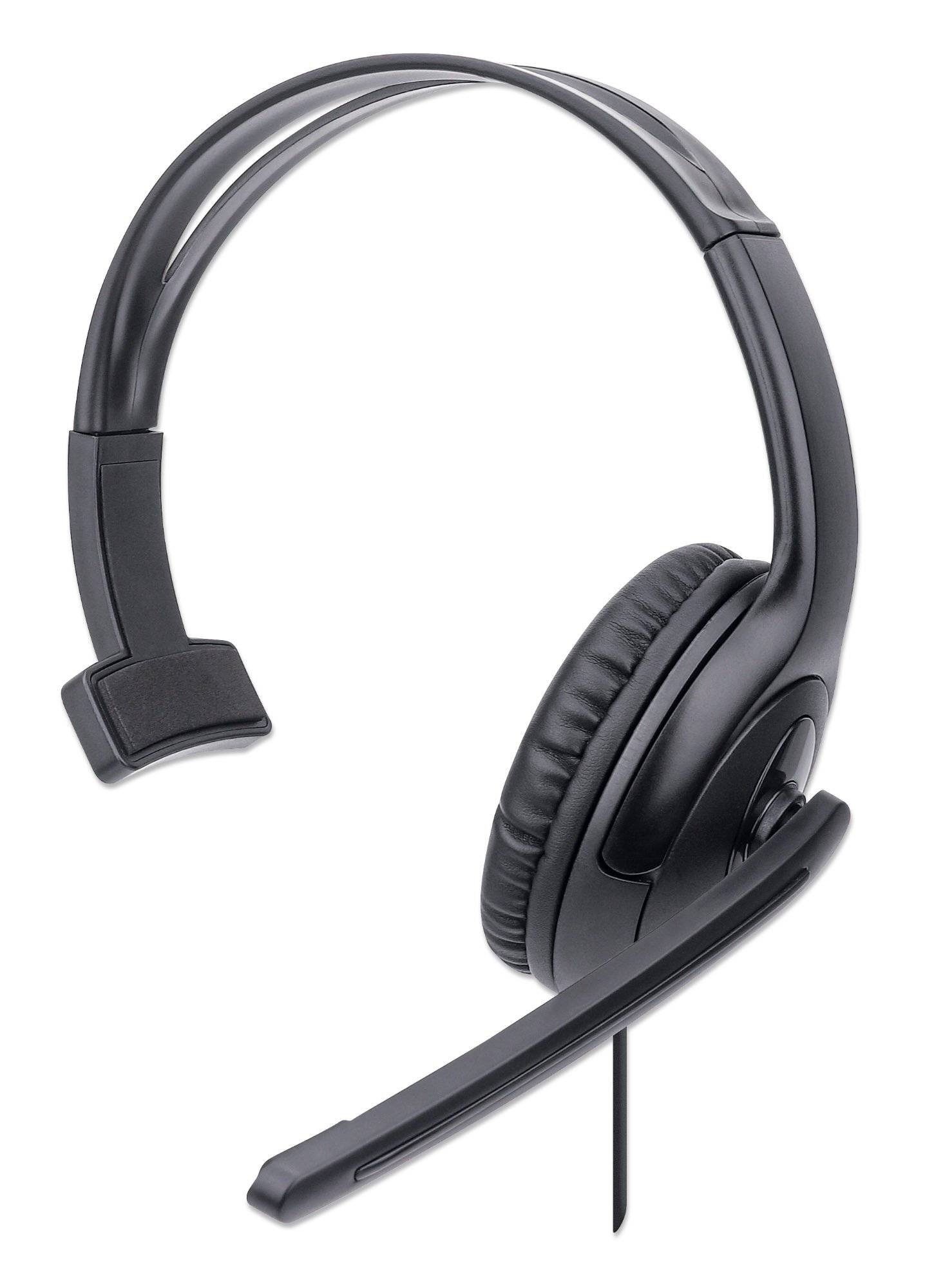 Manhattan Mono USB-Headset Over-Ear kabelgebunden USB-A-Stecker Lautstärkeregelung schwarz Cuffie Over Ear via cavo Mono-5