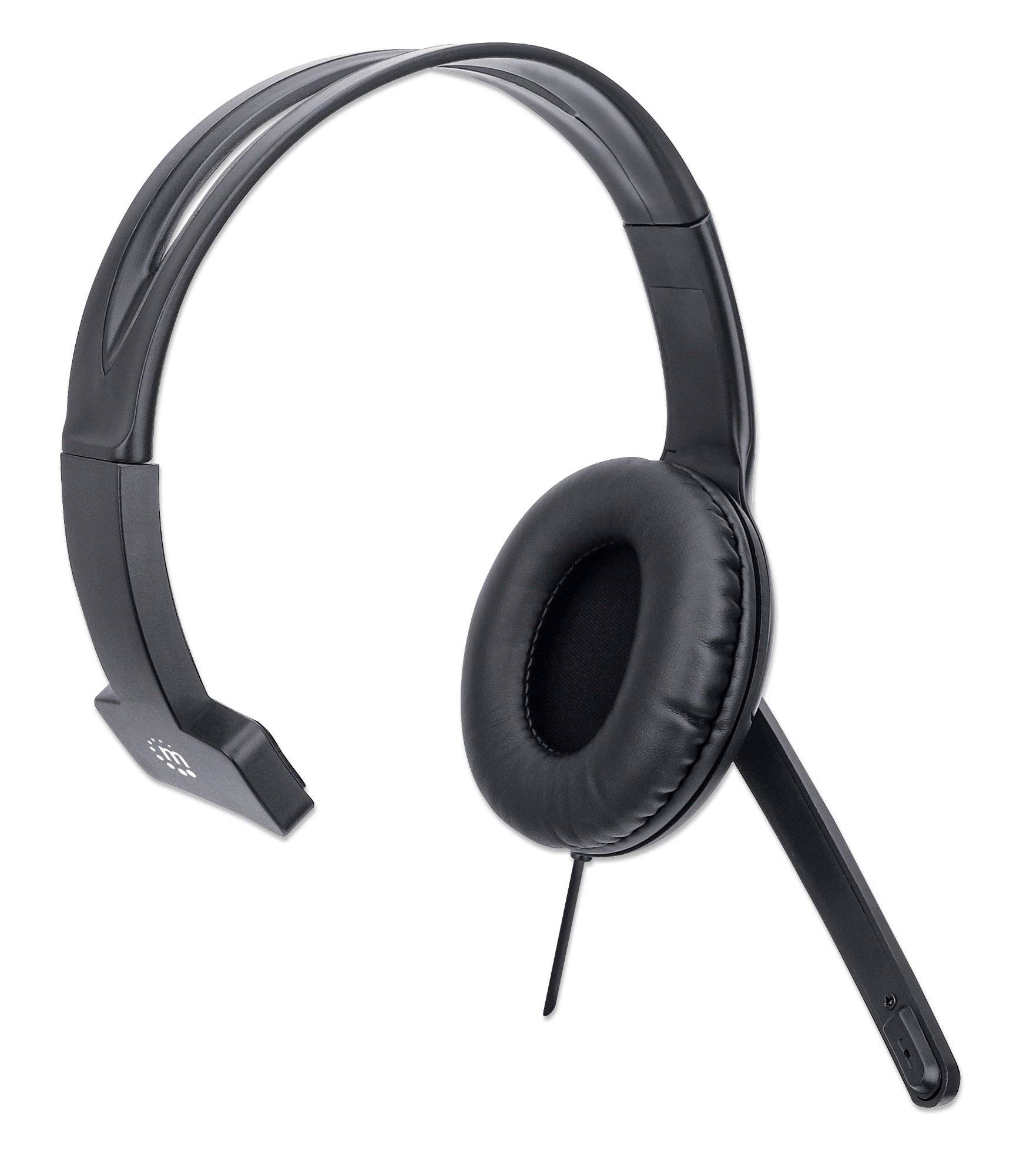 Manhattan Mono USB-Headset Over-Ear kabelgebunden USB-A-Stecker Lautstärkeregelung schwarz Cuffie Over Ear via cavo Mono-6