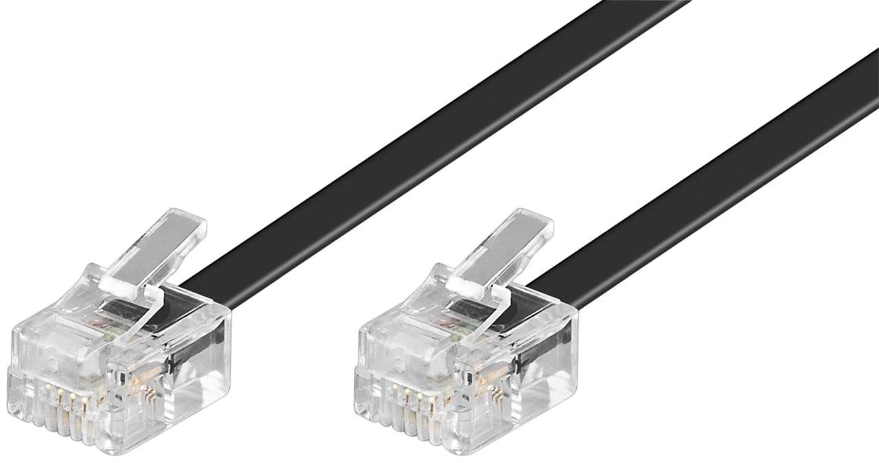 Goobay Cavo telefonico modulare, nero 3 m conduttore di alluminio placcato di rame (CCA), Spina RJ11 (6P4C) > Spina RJ11-3