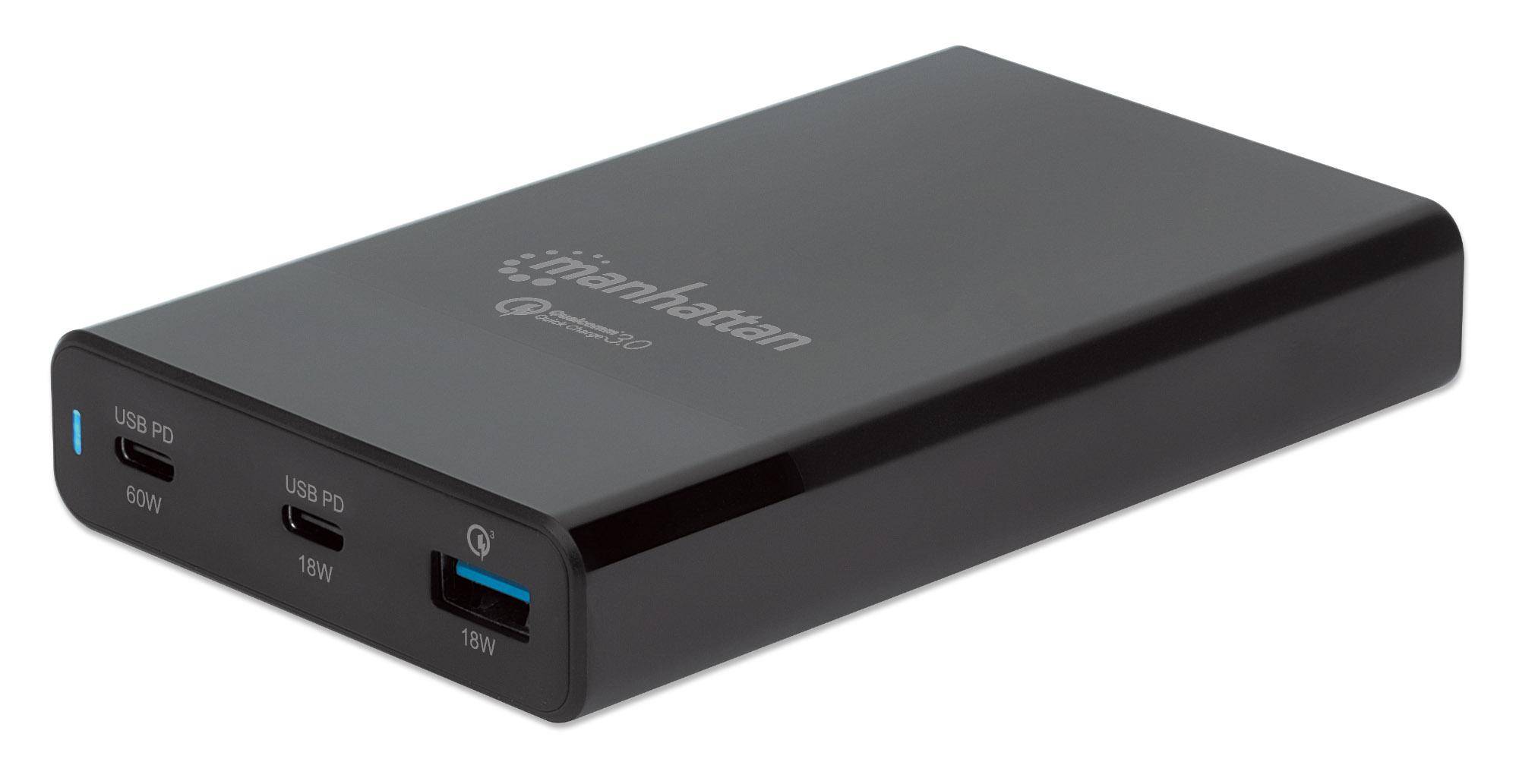 Manhattan 102223 organizzatore per stazioni di carica Nero IPW-USB-65W-4