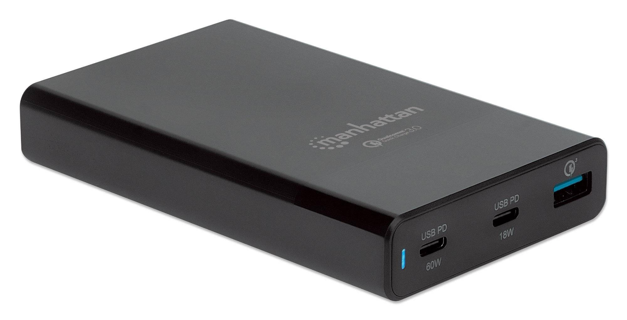 Manhattan 102223 organizzatore per stazioni di carica Nero IPW-USB-65W-5