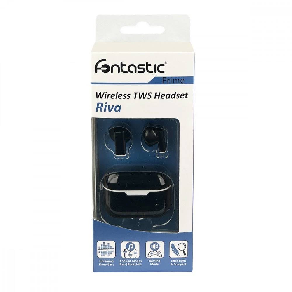 Auricolari Wireless BT V5.1 RIVA con Custodia di Ricarica Nero-1