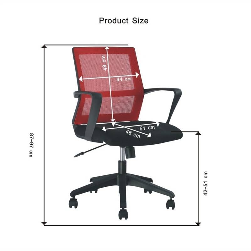 Sedia per Ufficio con Schienale Medio Nero/Bordeaux-2