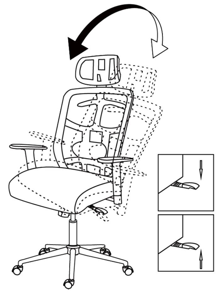 Sedia per Ufficio con Schienale Alto. Poggiatesta e Base Cromata Nero-3