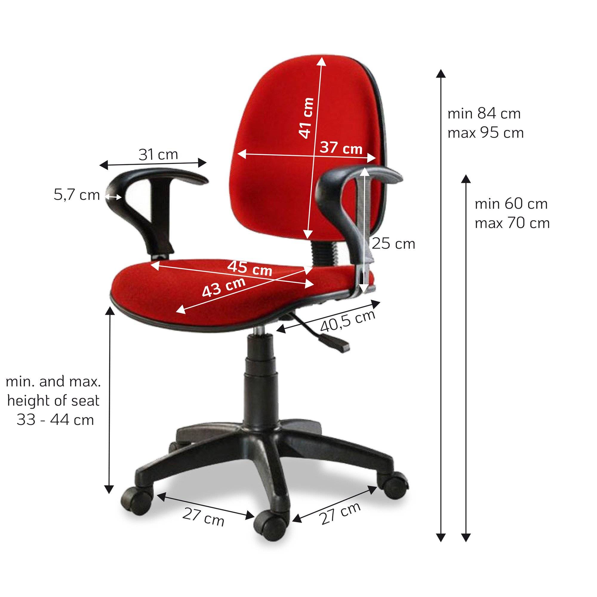 Sedia per Ufficio Easy Colore Rosso-2