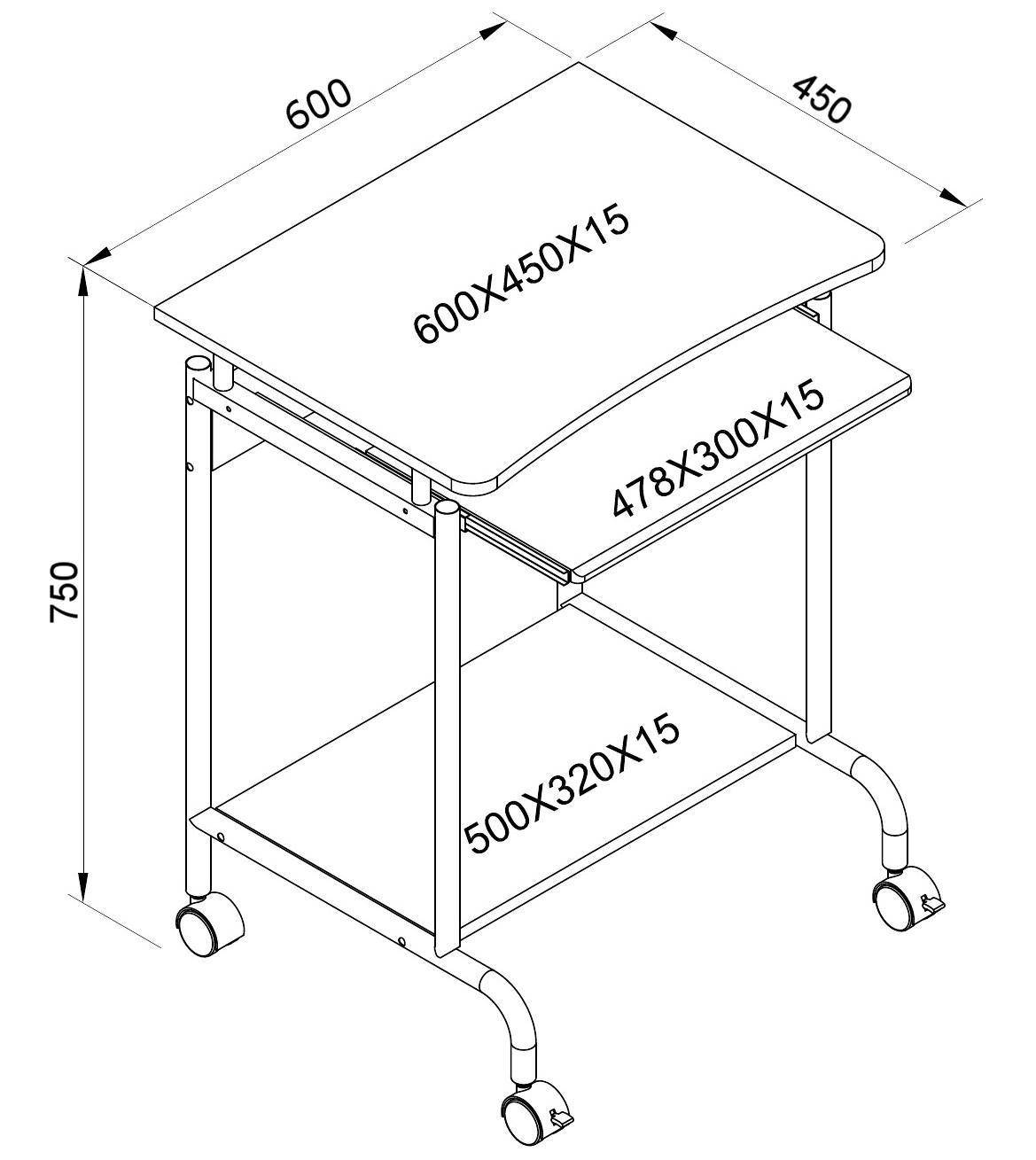 Scrivania Mobile ''Compact'' per Computer Ripiano Tastiera Scorrevole-2