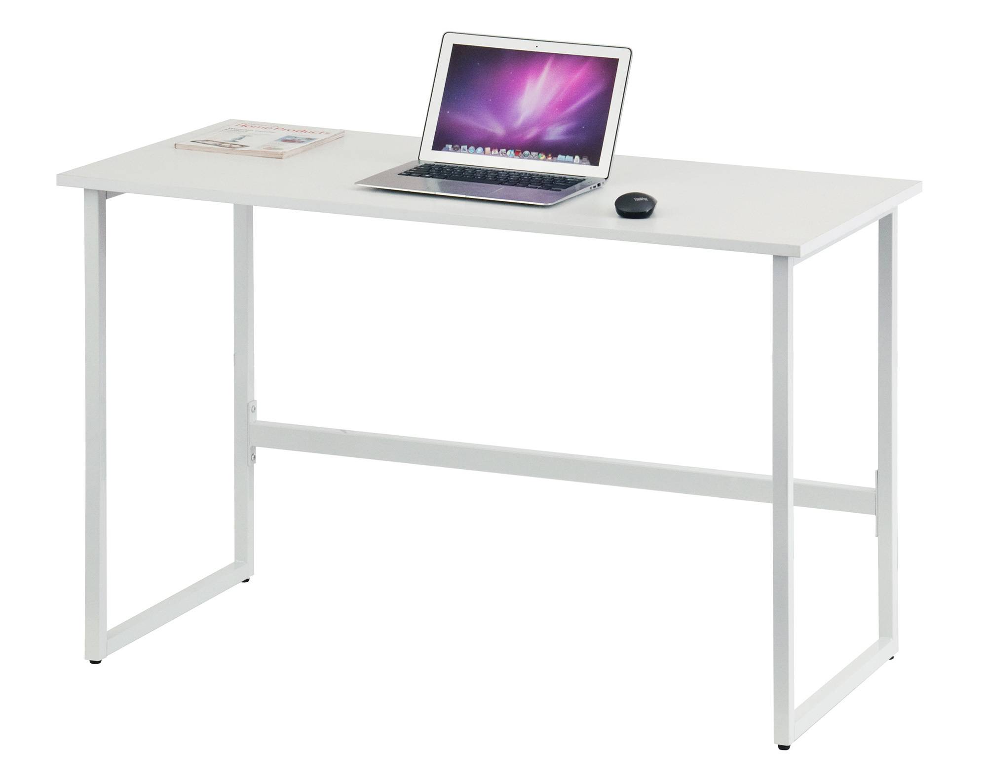 Scrivania per Computer dal Design Moderno per Casa e Ufficio Bianco-4