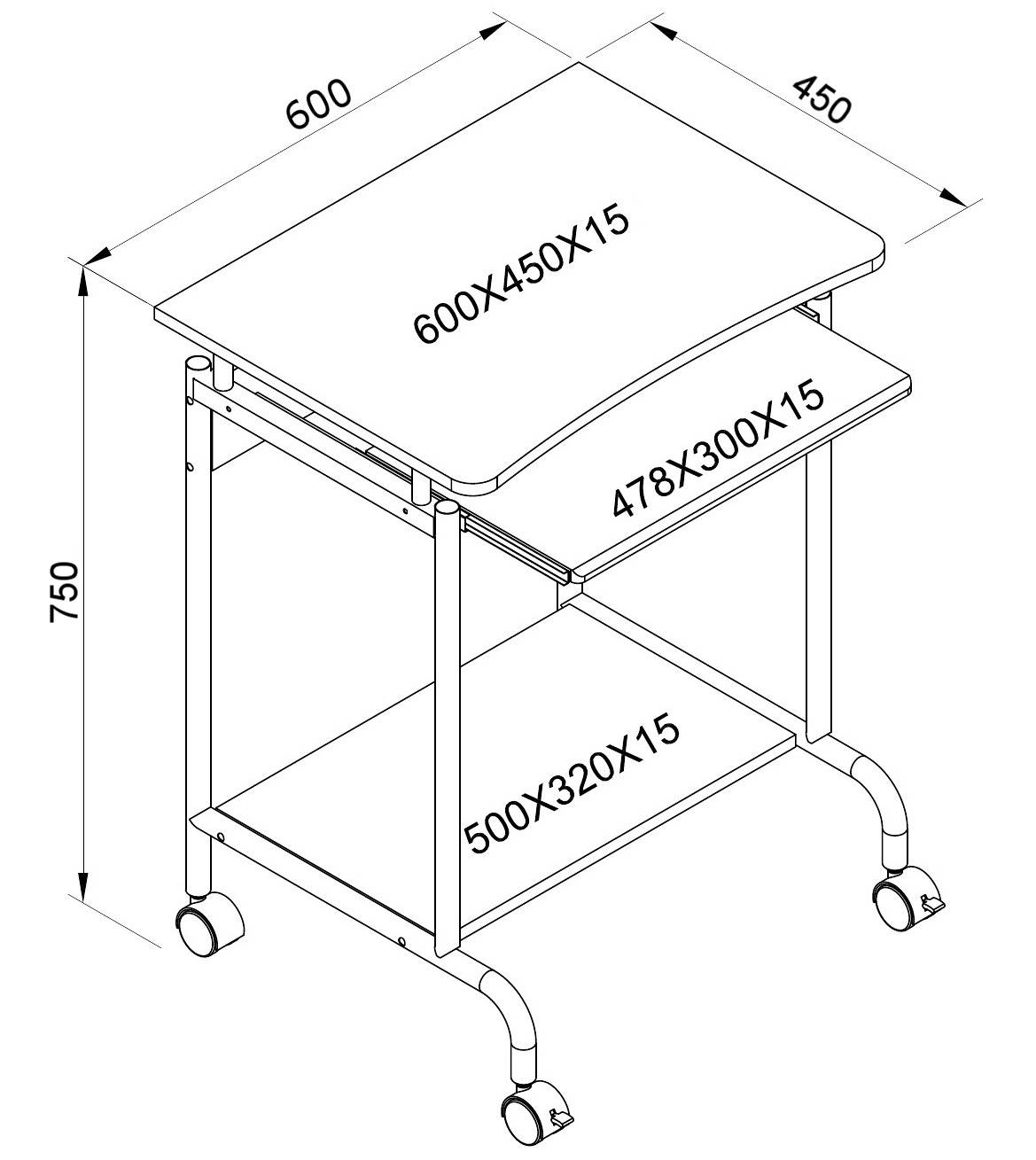 Scrivania Mobile ''Compact'' per Computer Ripiano Tastiera Scorrevole Bianco-2