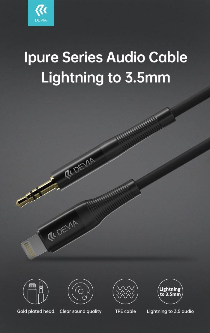 Cavo Audio placato oro da Lightning Apple a Jack 3.5mm L.1mt-1