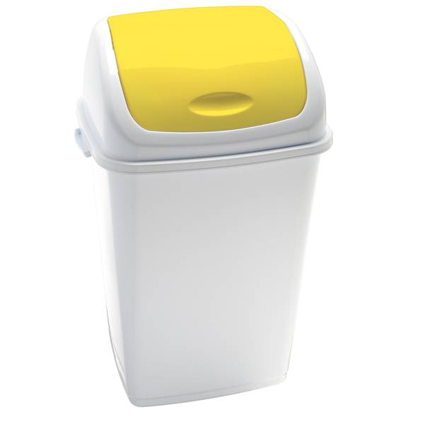 Pattumiera con Coperchio Basculante RIF Medial International - 50 Litri - 909056 (Bianco e Giallo)-0