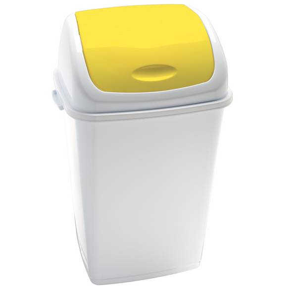 Pattumiera con Coperchio Basculante RIF Medial International - 50 Litri - 909056 (Bianco e Giallo)