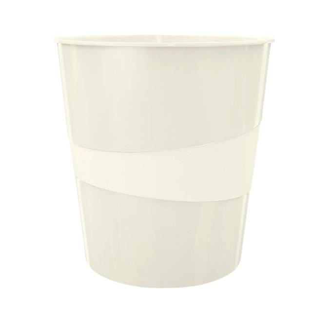 Cestino Gettacarte Wow Leitz - 15 Litri - 52781001 (Bianco Metallizzato)-2