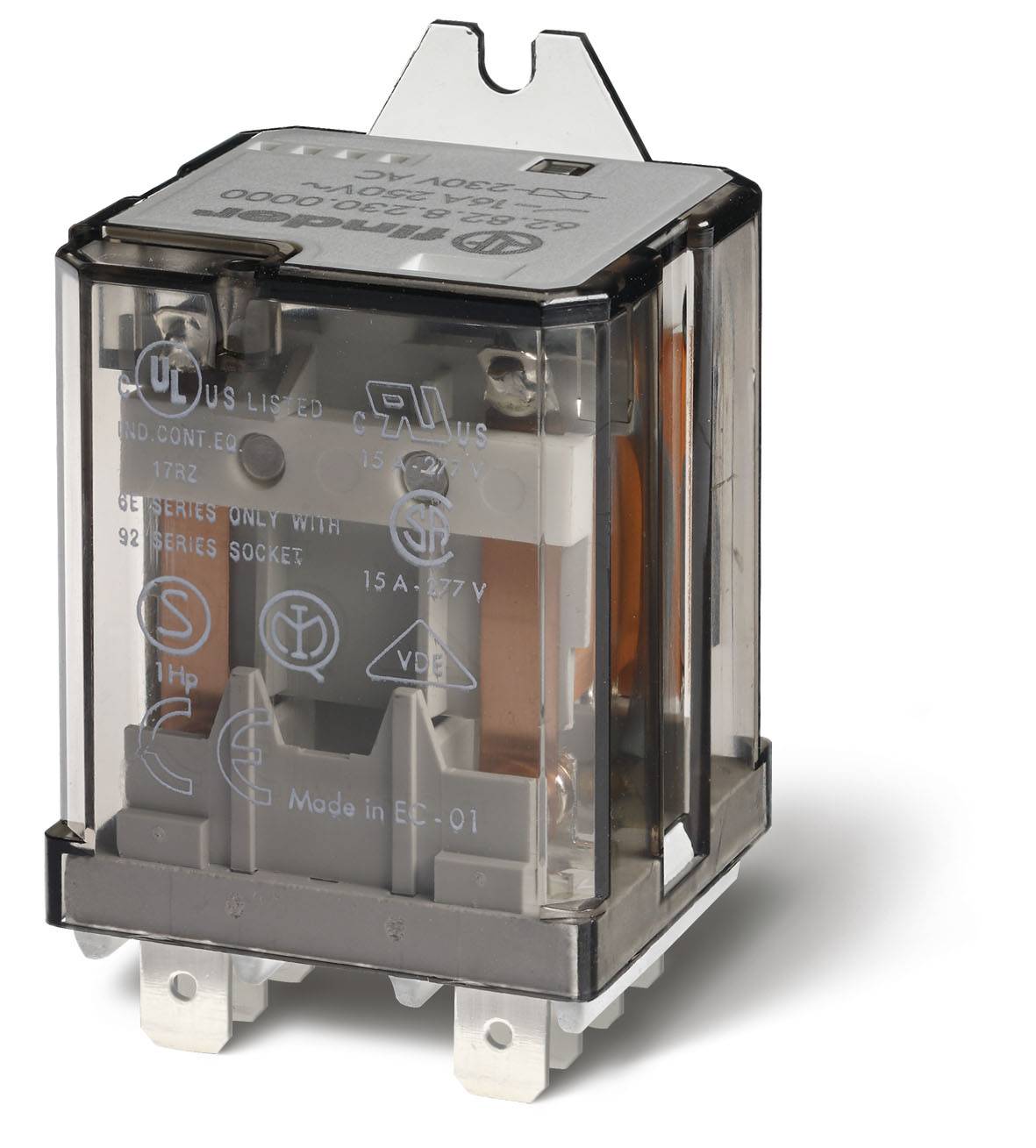 Finder 62.82.8.230.0040 Relè ad innesto 230 V/AC 16 A 2 scambi 1 pz.