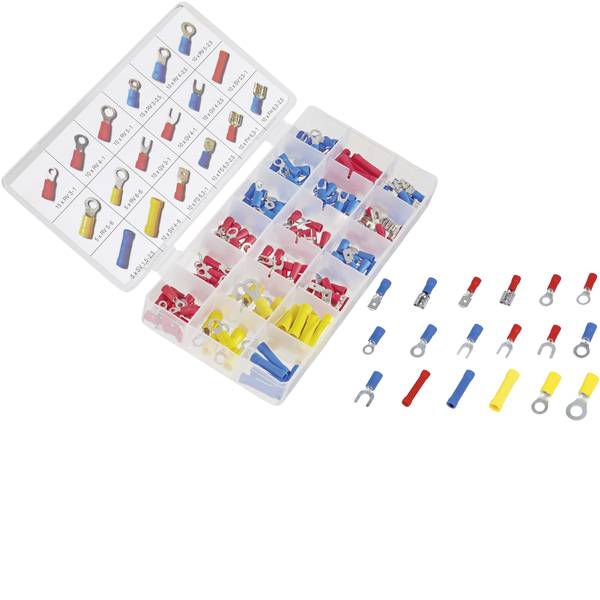 Connettori per auto - Assortimento di capicorda a compressione 6 mm² Parzialmente isolato Rosso, Blu, Giallo 175 Parti - Connettori per auto - Assortimento di capicorda a compressione 6 mm² Parzialmente isolato Rosso, Blu, Giallo 175 Parti -
