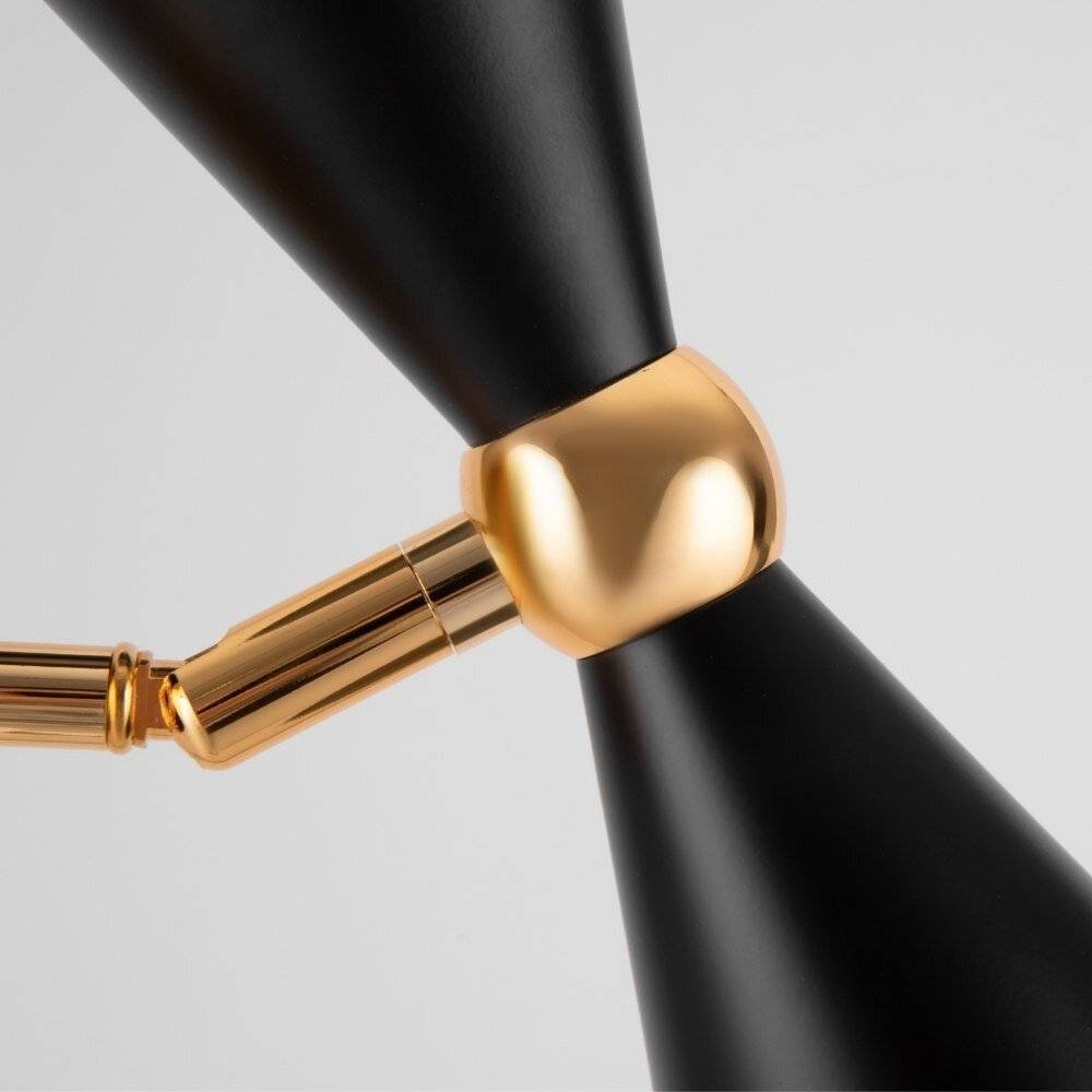 Applique Contemporanea Vesper Struttura E Diffusori In Metallo Nero E Oro 2 Luci-3