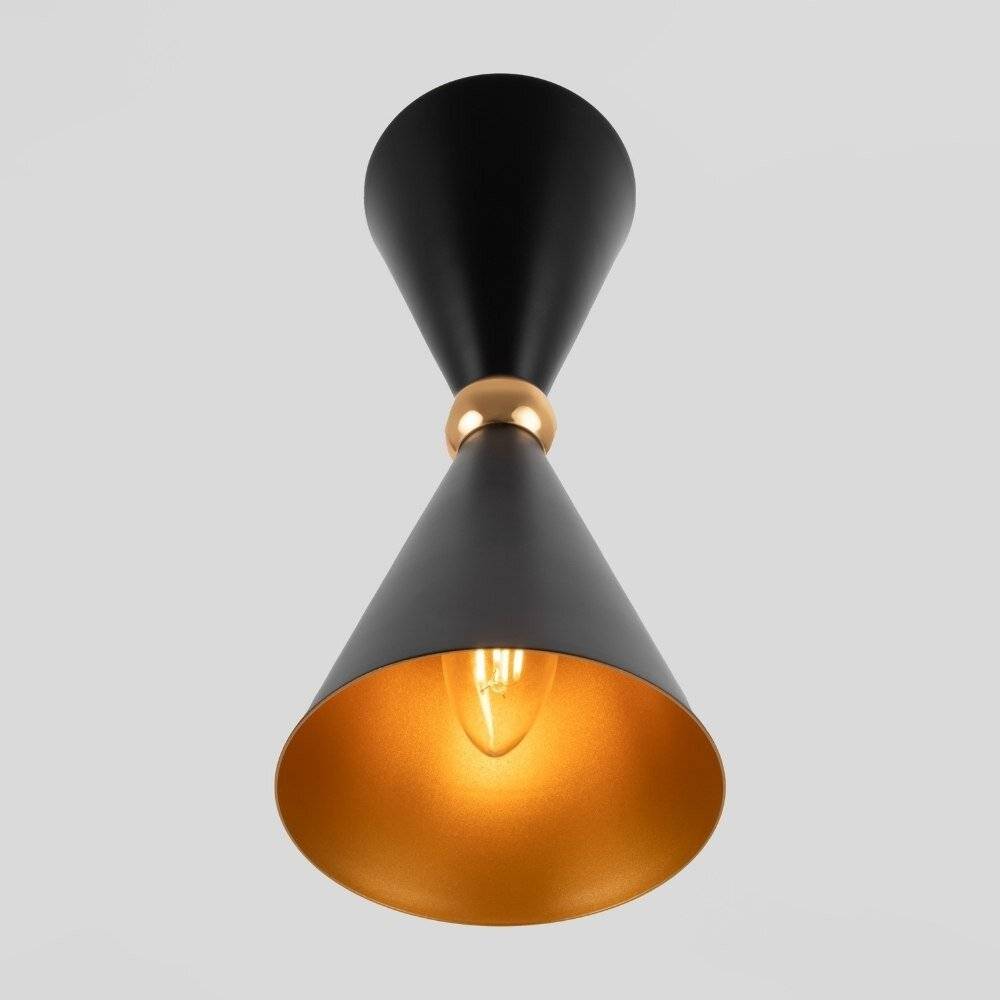 Applique Contemporanea Vesper Struttura E Diffusori In Metallo Nero E Oro 2 Luci-4