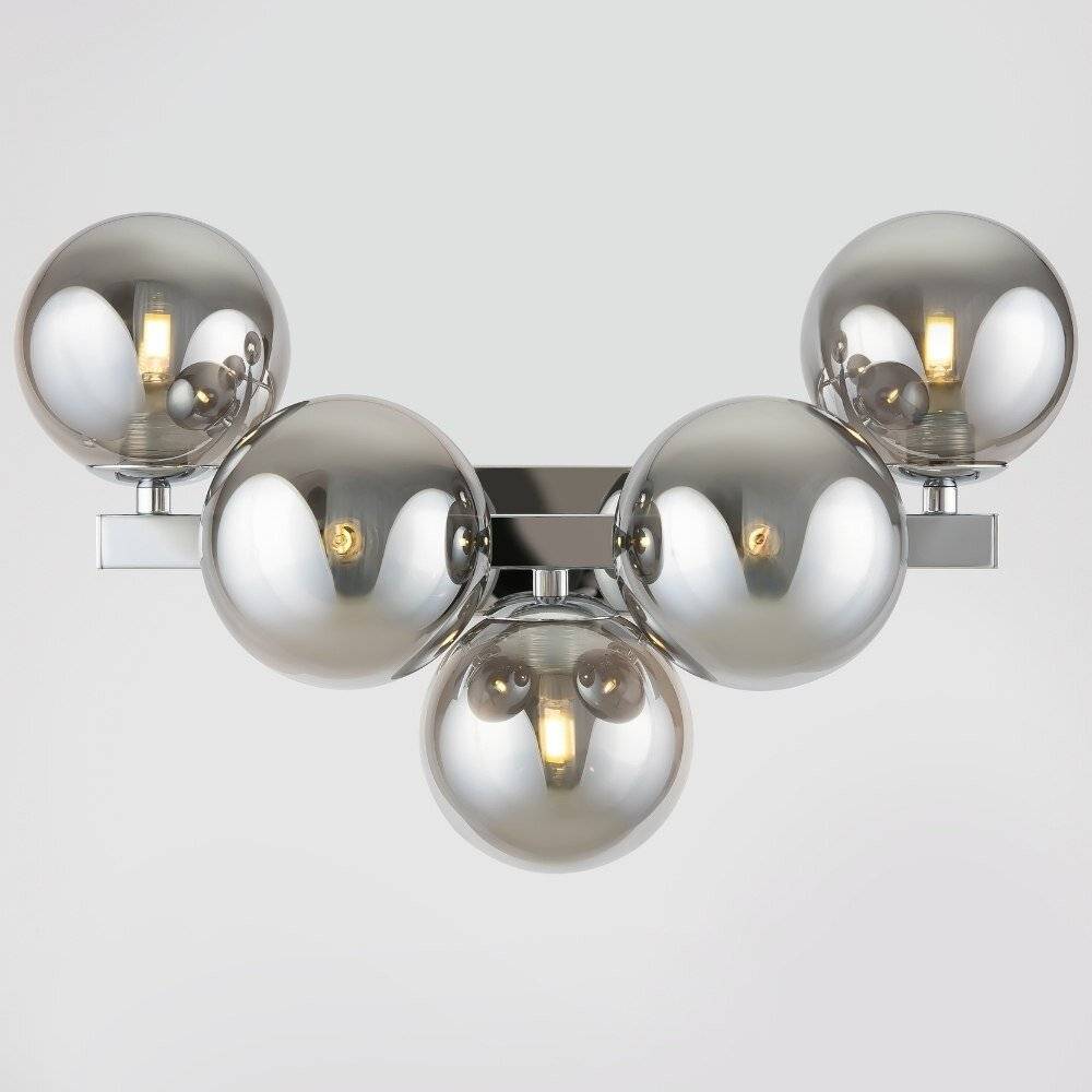 Applique Contemporanea Dallas Metallo Cromo 5 Luci Diffusori Fumè-1