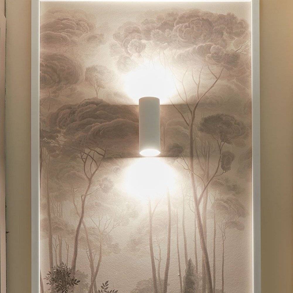 Applique Da Parete Moderno Parma Pietra - Cemento - Gesso Bianco 2 Luci Gu10 5W-1