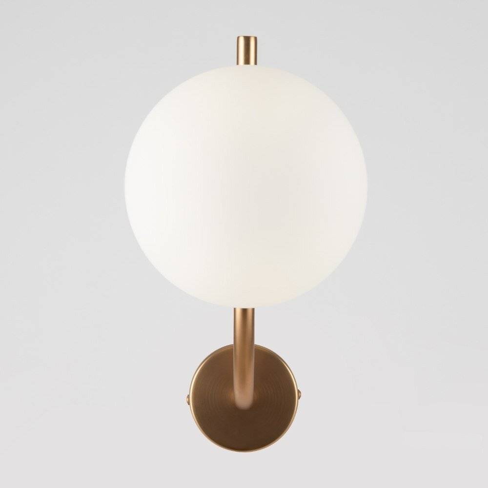 Applique Contemporanea Rendez-Vous In Metallo Ottone 1 Luce E Diffusore Bianco-2
