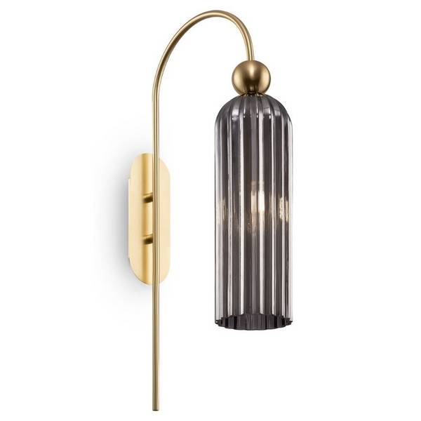 Applique Contemporanea Antic Metallo Oro 1 Luci Diffusore In Vetro Colore Grigio