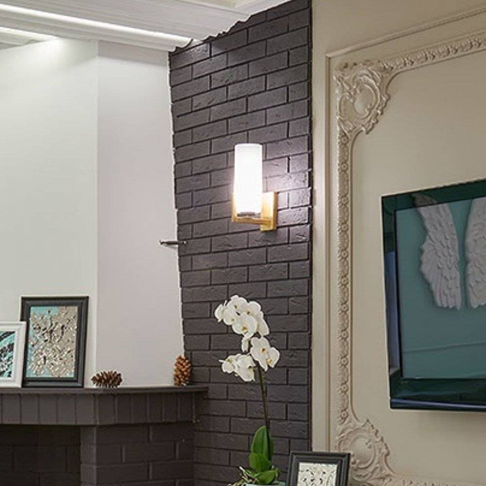 Applique Contermporanea Fortano 1 Luce Metallo Ottone Diffusore Vetro Bianco-1