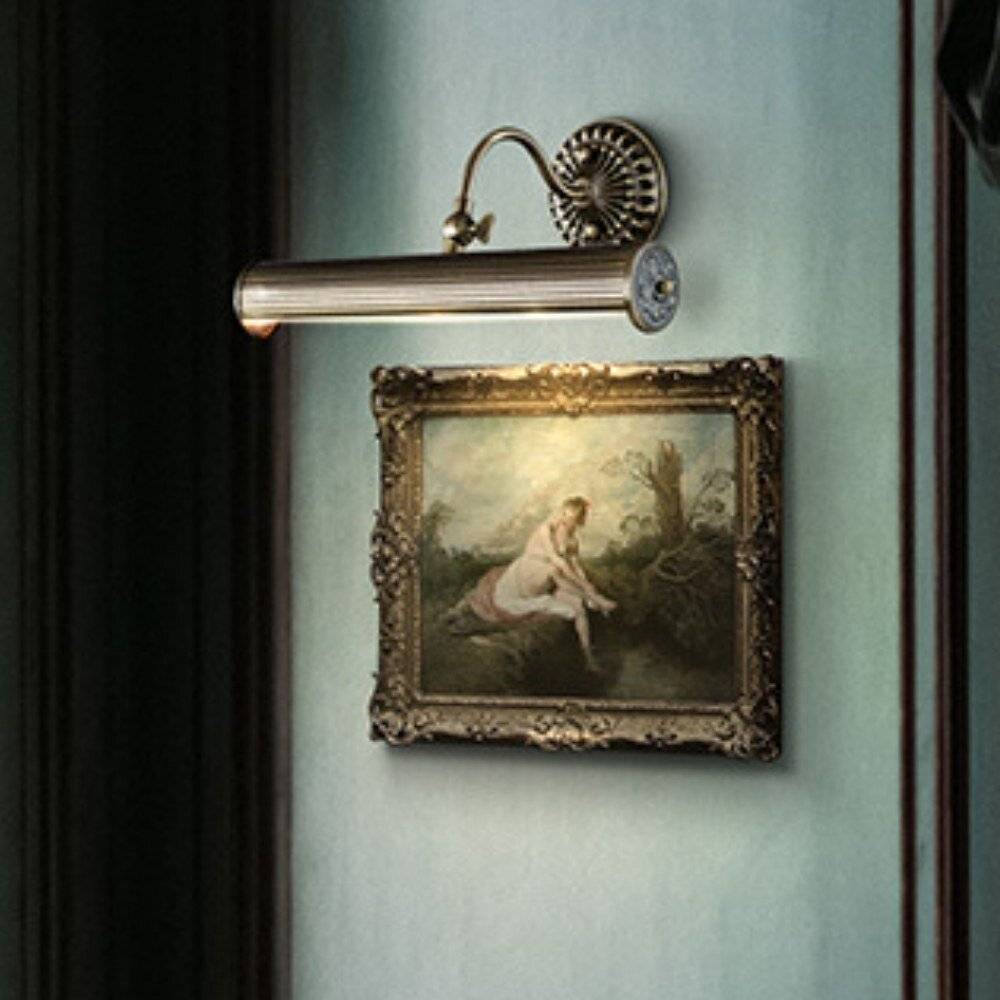 Applique Da Parete Classico Renoir Metallo Bronzo 2 Luci E14 25W-0