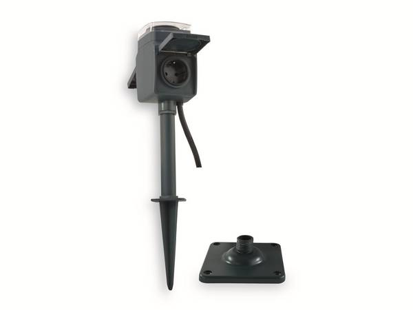 REV - 0595008555 - Mechanical timer with ground spike and 2-way socket, 1.5m supply cable