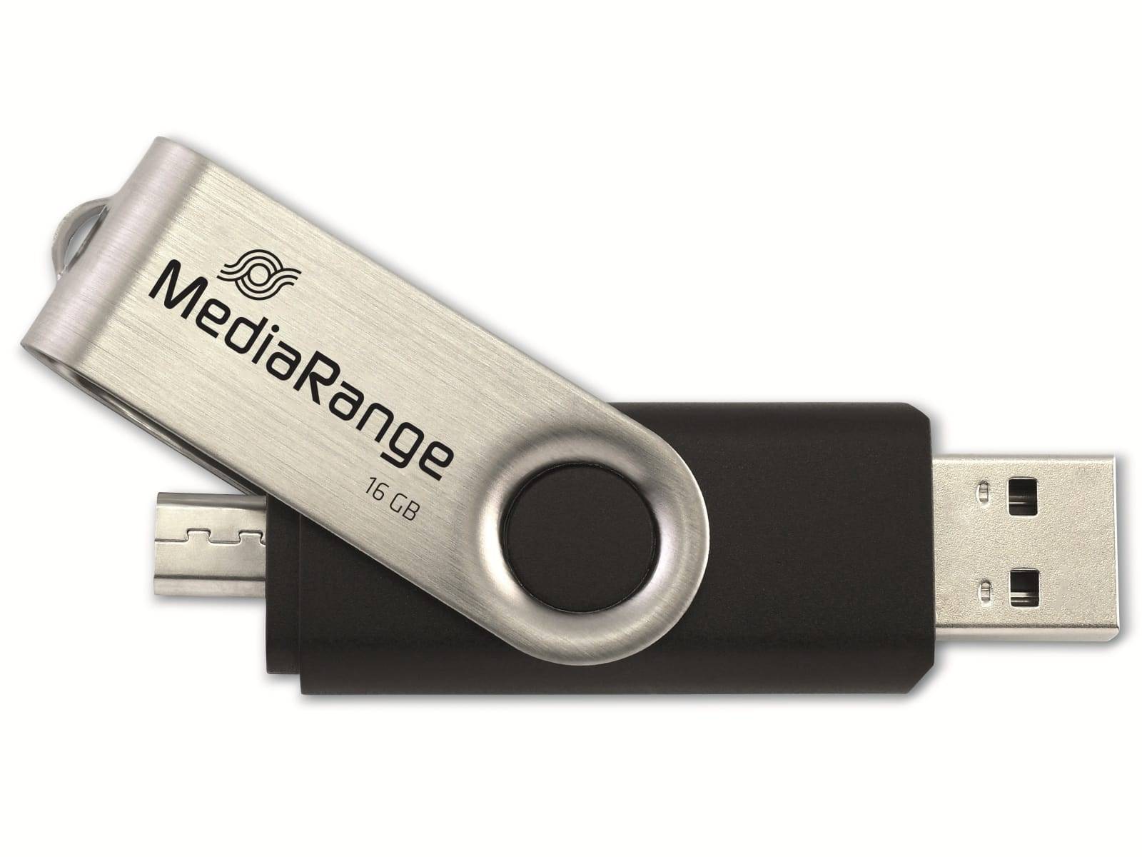 Immagine simbolo per MediaRange MR931-2 unità flash USB 16 GB USB Type-A / Micro-USB 2.0 Argento, Nero (MediaRange - USB flashdrive - 16 GB)