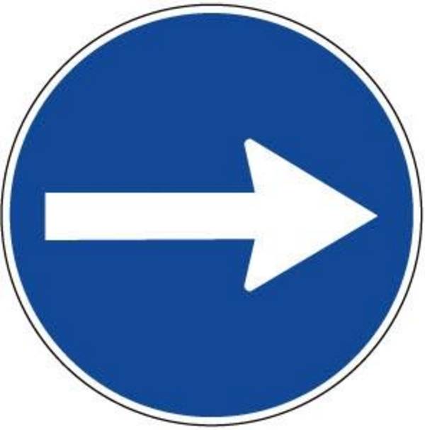 CARTELLO ADESIVO CM.20 DIREZIONE OBBLIGATORIA 07200080 20
