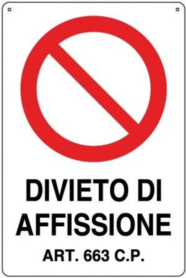 CARTELLO ALLUMINIO CM 30X20 DIVIETO DI AFFISSIONE 1100010B