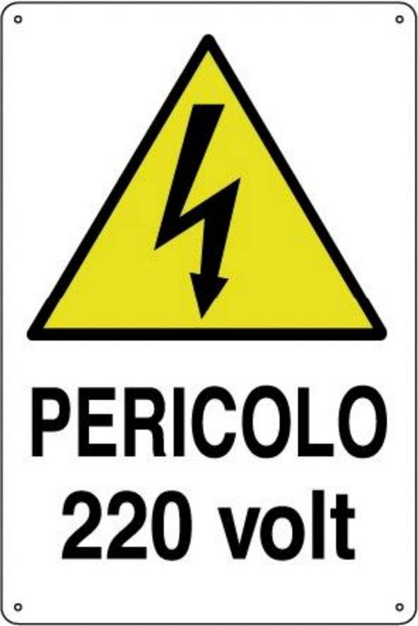 CARTELLO ALLUMINIO CM 30X20 PERICOLO 220V 201140B